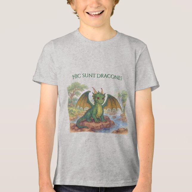 Vacker grön drake t shirt (Framsida)