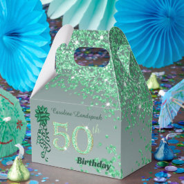 Vacker grön glitterband 50-årsdag presentaskar