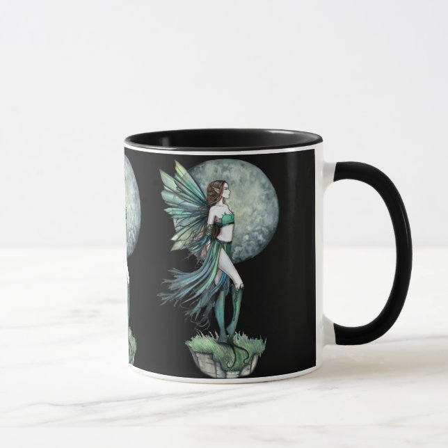 Vacker Grön Mån Fågel Kaffe Mugg (Höger)
