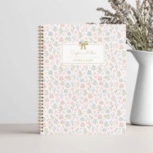 Vacker grön rosa blommig mönster med Bow Monogram