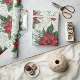 Vacker grön Toile röd julblomma mönster Presentpapper