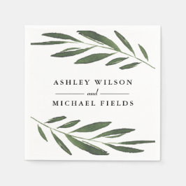 Vacker grönska ormbunke blad modern bröllopsdekor pappersservett