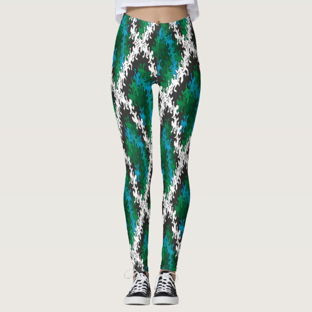 vacker grönt mönster leggings (Framsida)
