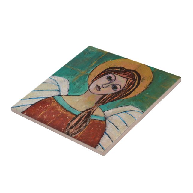 Vacker Guardian Angel Art Aristic Artsy Artisan Kakelplatta (Sidan)