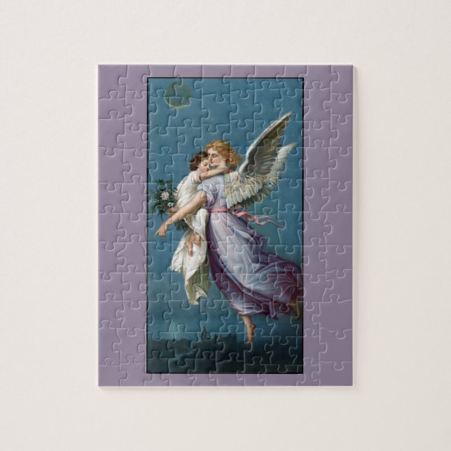 Vacker Guardian Angel Painting Jigszle Puzzle Pussel (Vertikal)