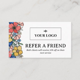 Vacker gul blå koral Floral Logo Rabattkort