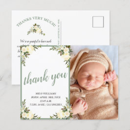 Vacker gul blomster baby shower tack foto vykort