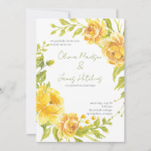 Vacker gul blomsterbröllopsinbjudan