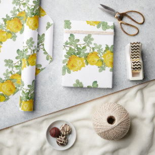 Vacker gul bröllopsrosblomma presentpapper
