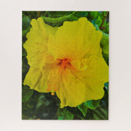 Vacker gul hibiskusblomma pussel