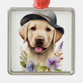 VACKER GUL LABRADOR RETRIEVER VALP JULGRANSPRYDNAD METALL