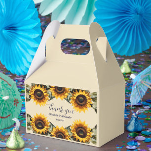 Vacker gul solros elegant bröllop presentaskar