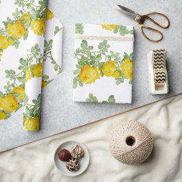 Vacker gul vigselrosblomma presentpapper