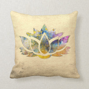 Vacker Guld Färgrik Lotus, Zen Kudde