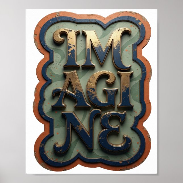 Vacker guld IMAGINE Poster (Framsidan)