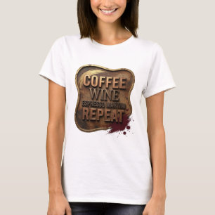 Vacker Guld KAFFE VIN ESPRESSO MARTINI REPETERA T Shirt