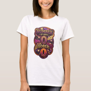 Vacker guld NUMBER OF DAYS SOBER 0 Grafisk T-shirt