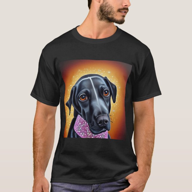 Vacker guld retriever seriefigur oljemålning t shirt (Framsida)