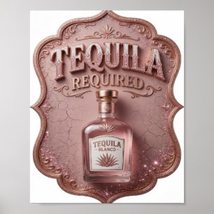 Vacker guld TEQUILA KRÄVS Poster