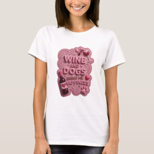 Vacker guld VIN OCH HUNDAR GER MIG LYCKA v2 T Shirt