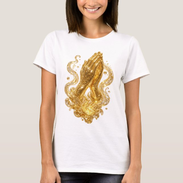 Vacker guldbönder Händer slogan t-shirt (Framsida)