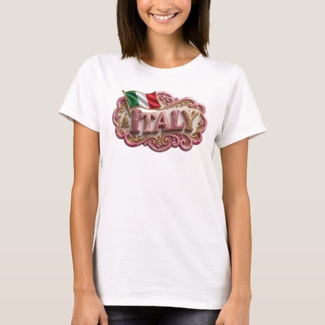 Vacker guldbukstav ITALIEN-citat-tröja T Shirt (Framsida)