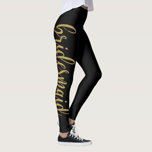 Vacker guldglitter kalligrafi brudtjänsteflicka leggings (Höger)