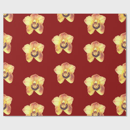 vacker gult orchid på en ruby Red-bakgrund Presentpapper