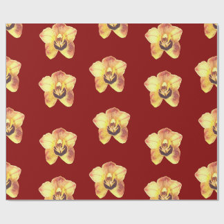 vacker gult orchid på en ruby Red-bakgrund Presentpapper