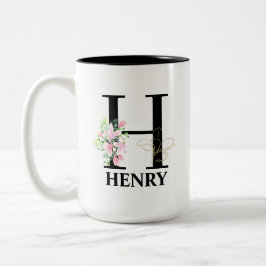 Vacker H-monogram initial Två-Tonad Mugg