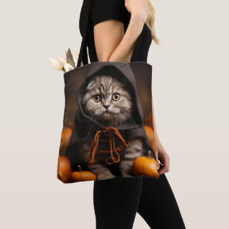 VACKER HALLOWEEN BRUN TABBY KATTUNGE KATT TYGKASSE