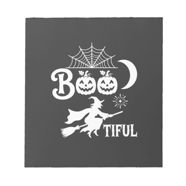 Vacker Halloween-häxa mån design_1 Anteckningsblock (Framsida)