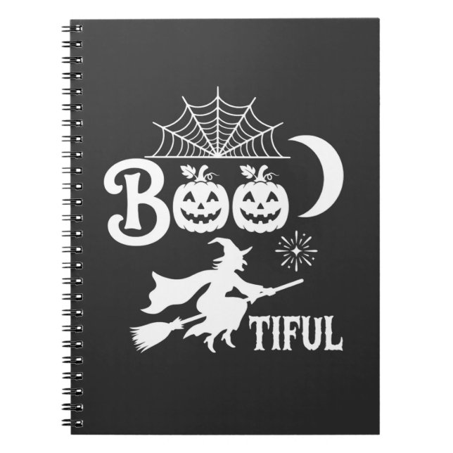 Vacker Halloween-häxa mån design_1 Anteckningsbok (Framsidan)