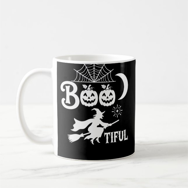 Vacker Halloween-häxa mån design_1 Kaffemugg (Vänster)