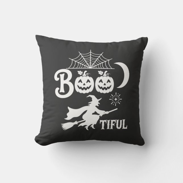Vacker Halloween-häxa mån design_1 Kudde (Framsida)