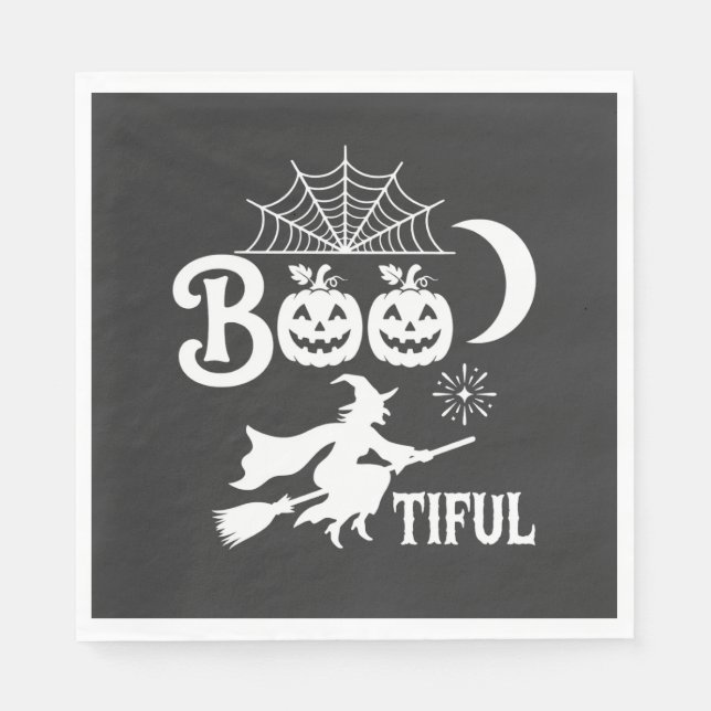 Vacker Halloween-häxa mån design_1 Pappersservett (Framsidan)