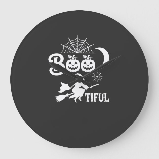 Vacker Halloween-häxa mån design_1 Stor Klocka (Framsida)
