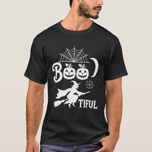 Vacker Halloween-häxa mån design_1 T Shirt (Framsida)