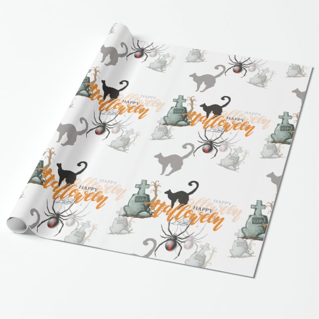 Vacker Halloween-sömlös mönster Presentpapper (Utrullad)