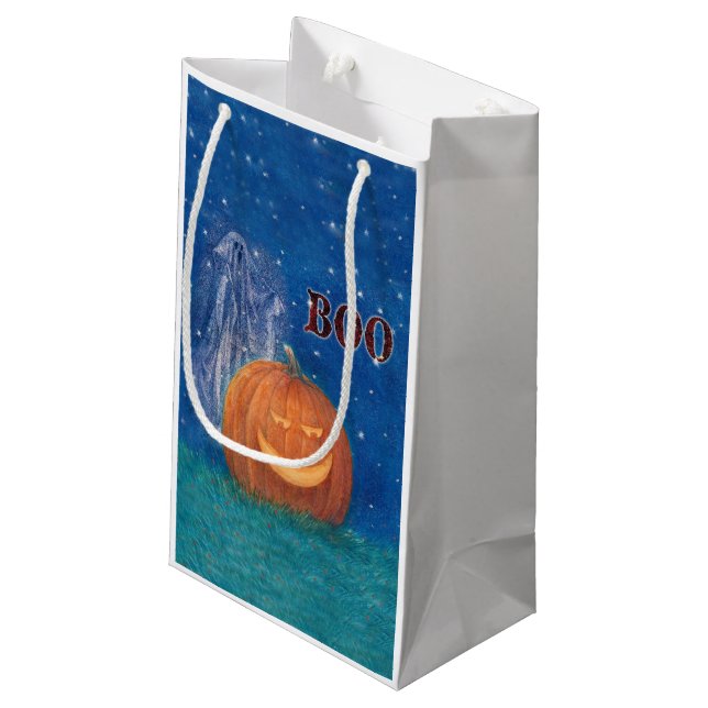 Vacker Halloween Stor Pumpa Söt Spöke (Baksidan Vinklad)