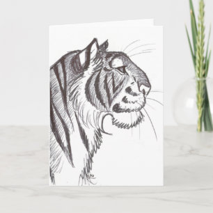 Vacker hälsningskort för Tiger teckning Kort