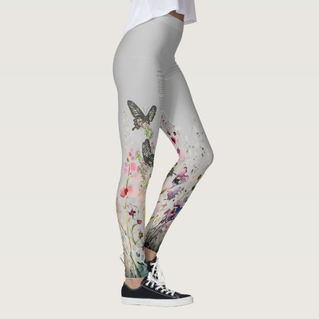 Vacker Hand-Paít Ceylon Ro Butterflies Leggings (Höger)