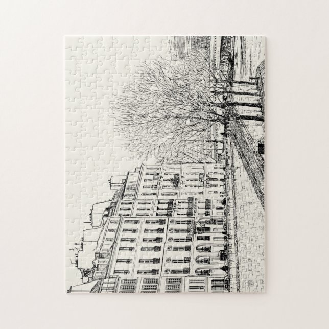 Vacker Hand Sketch Jigszle Puzzle Pussel (Vertikal)