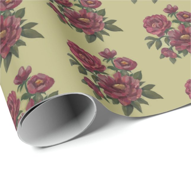 Vacker, handmålad blomsterdekoration presentpapper (Rullad Hörn)