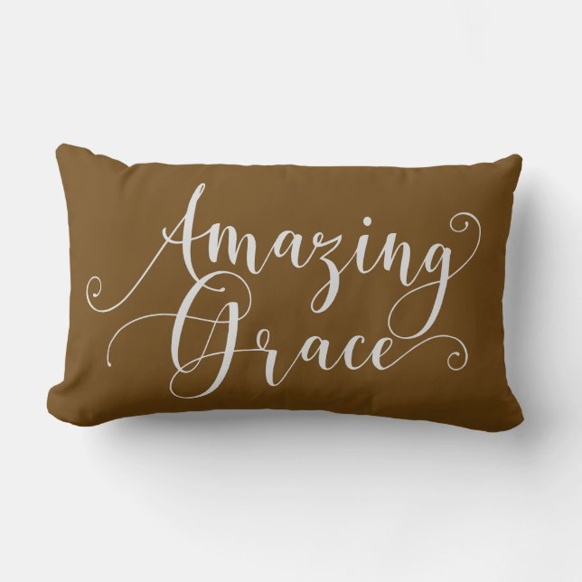 Vacker, handskriven Amazing Grace-skrift Lumbarkudde (Framsida)