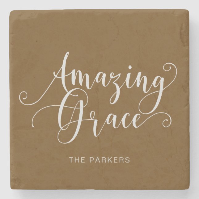 Vacker, handskriven Amazing Grace-stil Stenunderlägg (Framsidan)