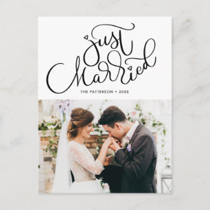 Vacker Handskriven Nygift Foto Bröllop Meddelande Vykort