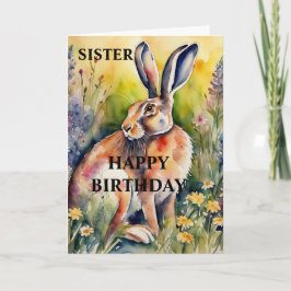 Vacker Hare Birthday Card (redigerbart) Helgkort