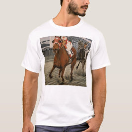 Vacker häst gläder ägare i klassiskt lopp tee shirt