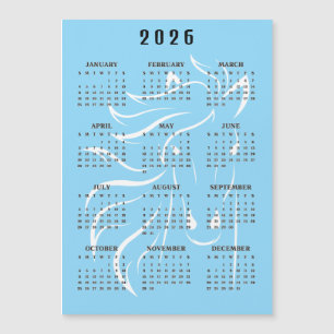 Vacker hästdesign 2026 Kalender Magnetkort